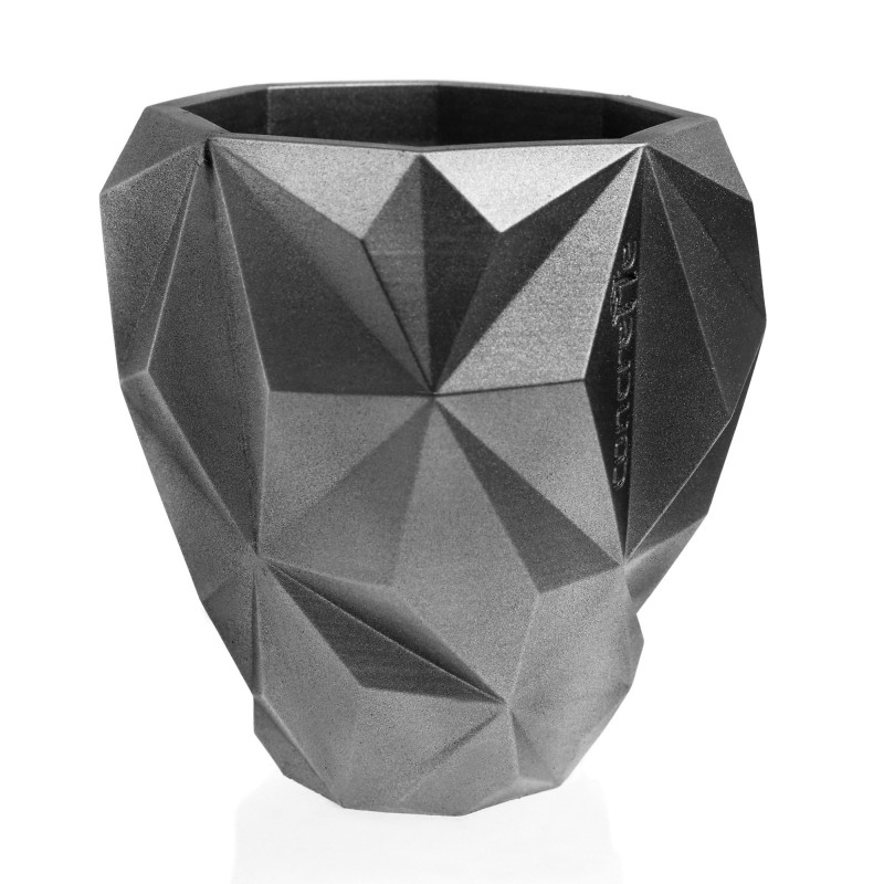 Concrete Flower Pot Geometric Ø19cm Steel