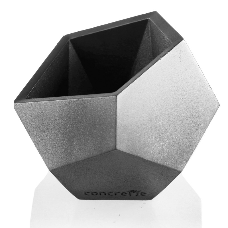 Concrete Flower Pot Square Geometric Ø12cm Steel
