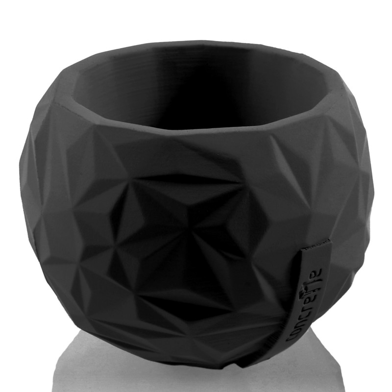 Concrete Flower Pot Bauble Geometric Ø7,6cm Black Matt