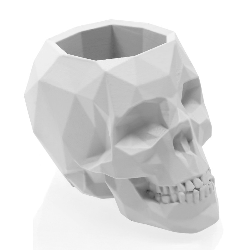 Concrete Flower Pot Skull Low-Poly Ø5cm White Matt