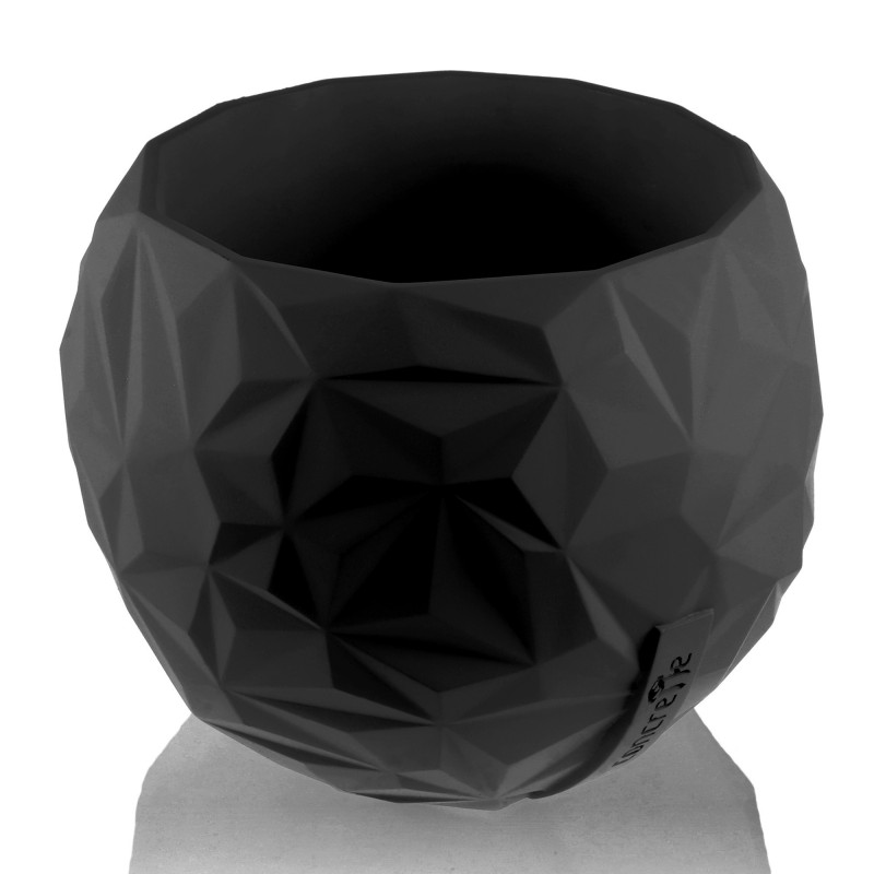Concrete Flower Pot Bauble Geometric Ø24cm Black Matt