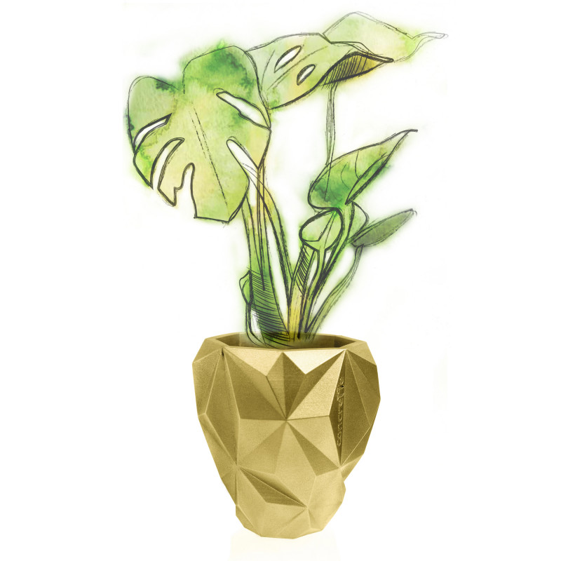 Concrete Flower Pot Geometric Ø13cm Classic Gold