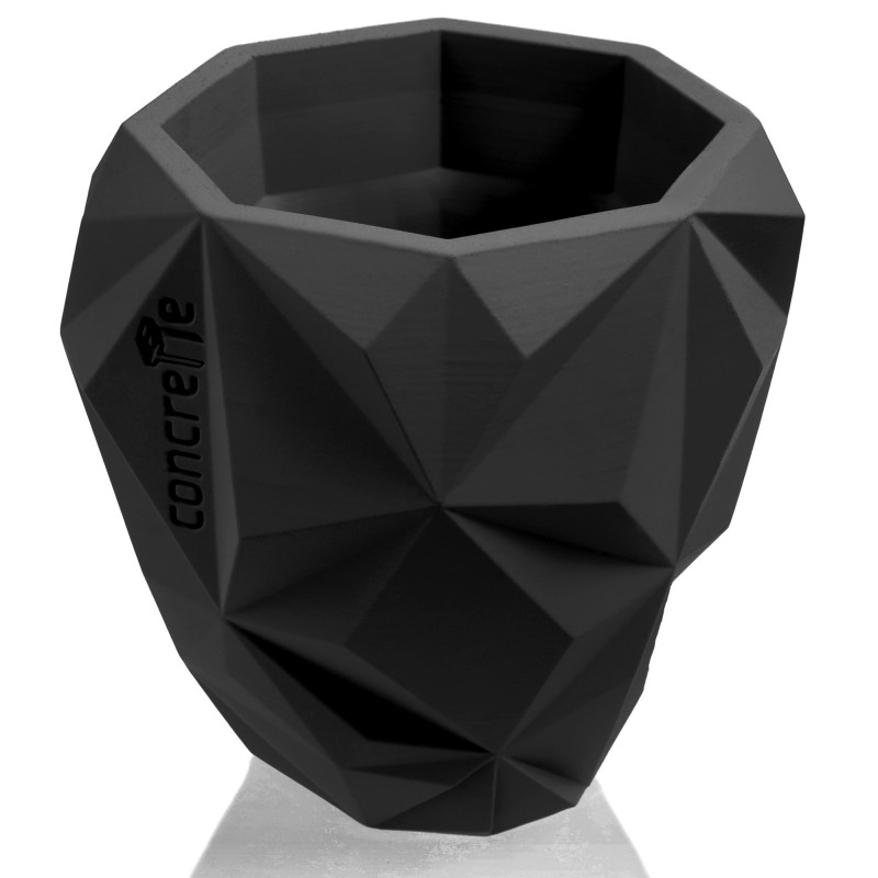 Concrete Flower Pot Geometric Ø13cm Black Matt