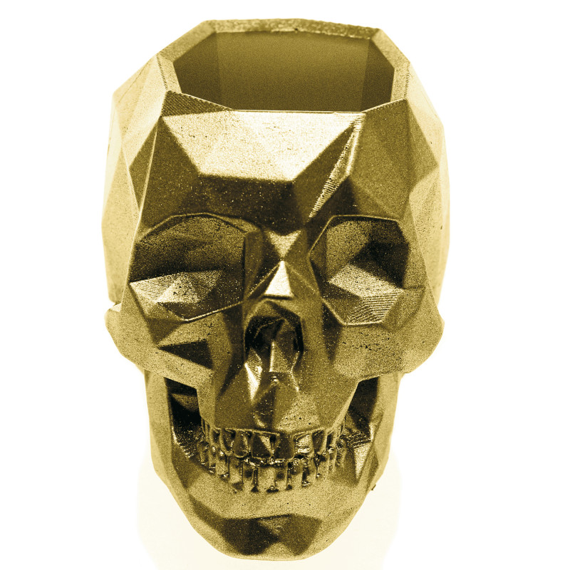 Concrete Flower Pot Skull Low-Poly Ø5cm Classic Gold