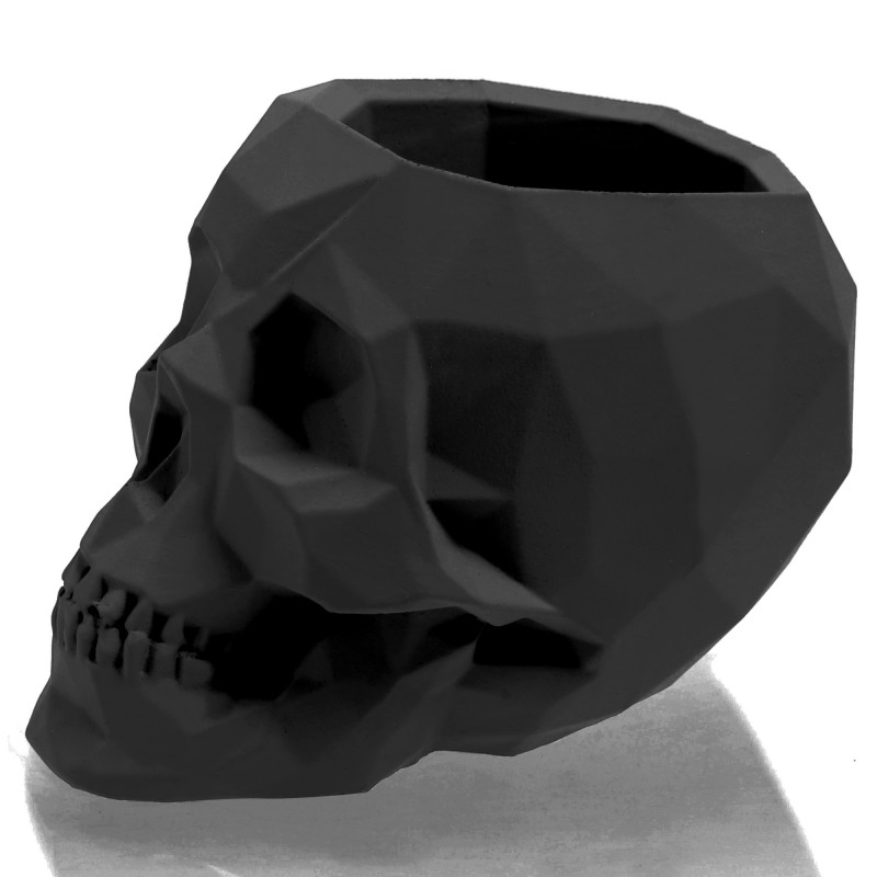 Donica betonowa Skull Low-Poly Ø5cm Czarny Mat