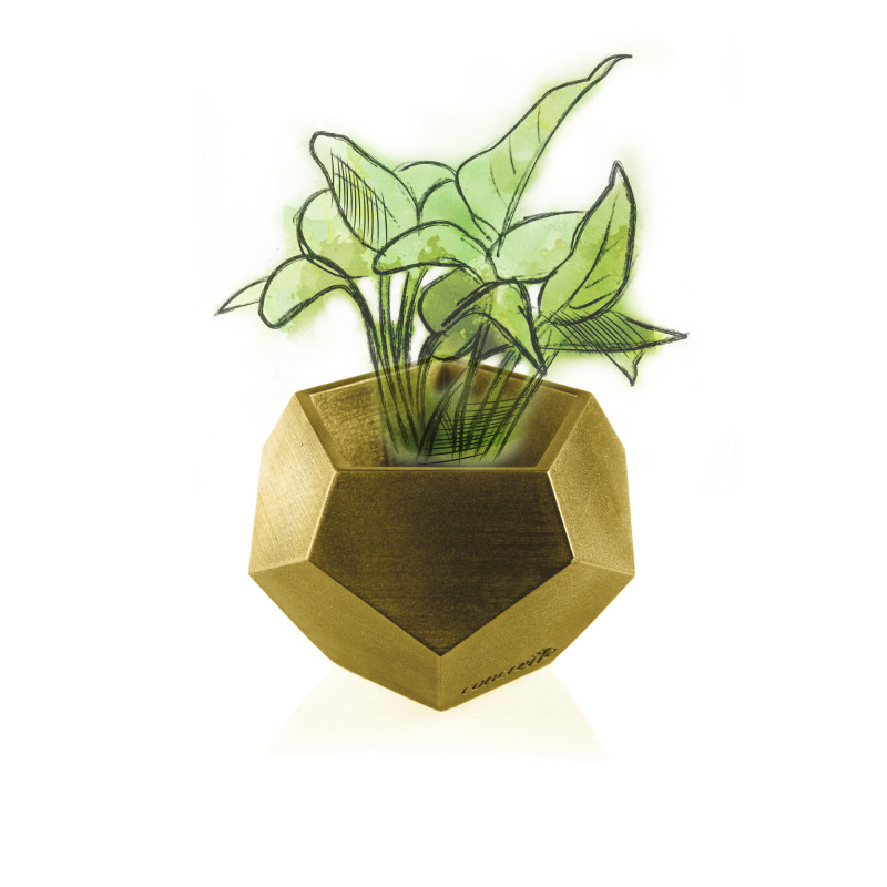 Concrete Flower Pot Square Geometric Ø9cm Classic Gold