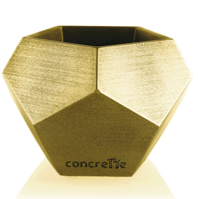 Concrete Flower Pot Square Geometric Ø9cm Classic Gold