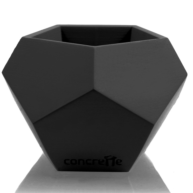 Concrete Flower Pot Square Geometric Ø9cm Black Matt
