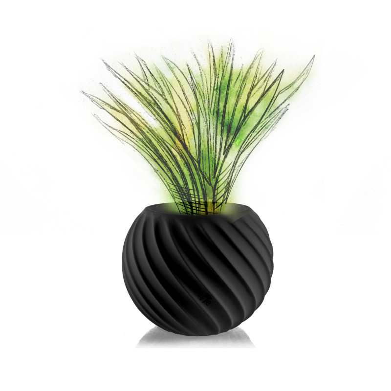 Concrete Flower Pot Bauble Wave Ø7,6cm Black Matt