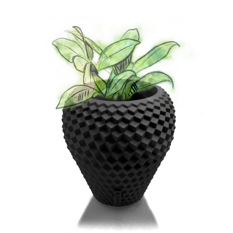 Concrete Flower Pot Cone Ø10cm Black Matt