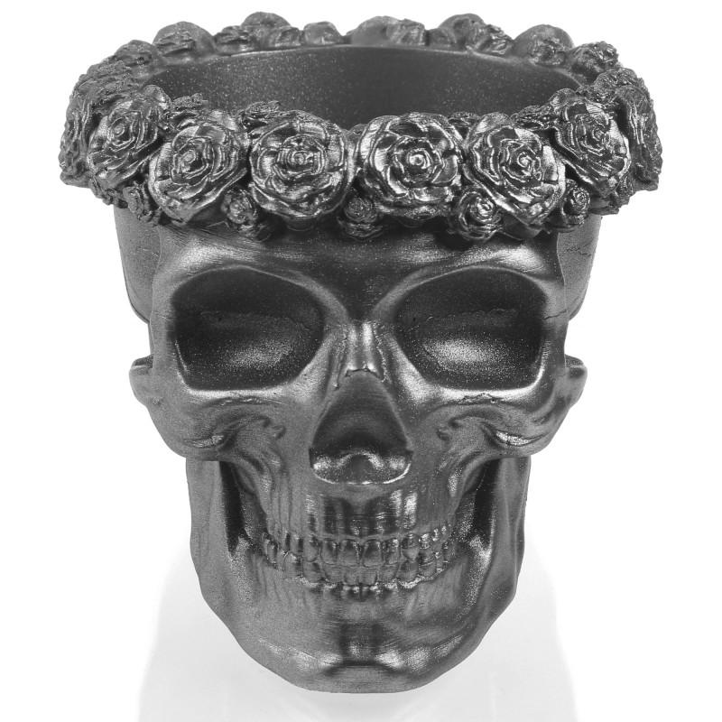 Concrete Flower Pot Skull Flowers Ø9cm Steel