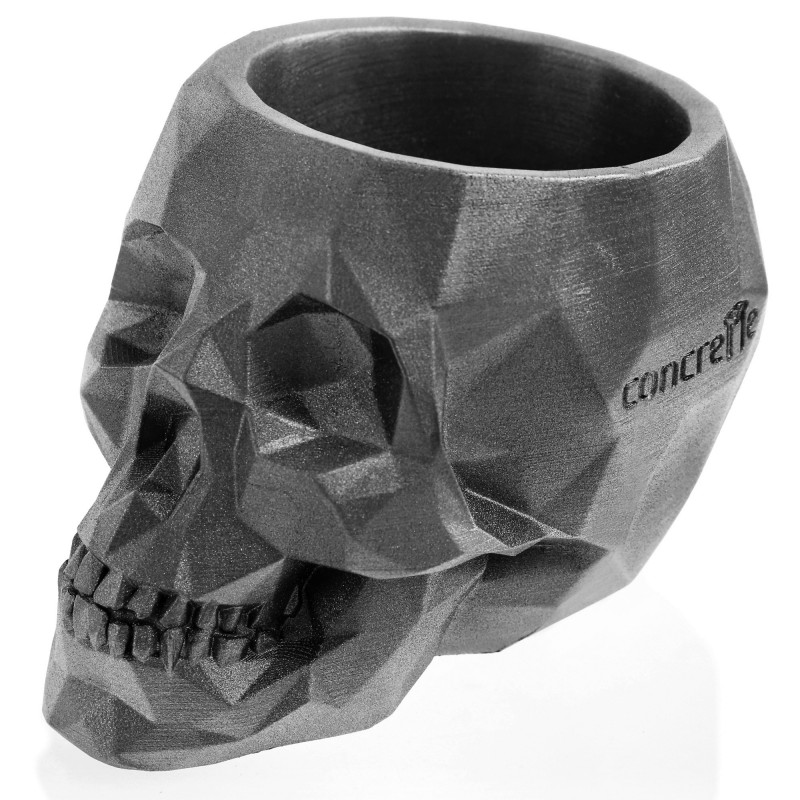 Concrete Flower Pot Skull Low-Poly Ø7,6cm Steel
