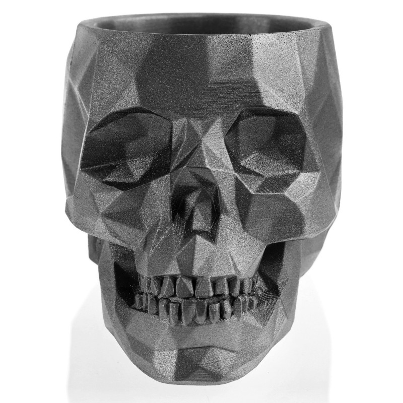 Concrete Flower Pot Skull Low-Poly Ø11cm Steel