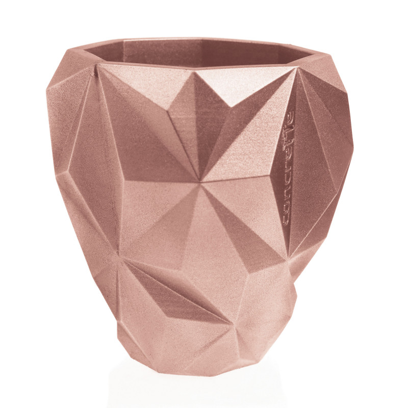 Concrete Flower Pot Geometric Ø13cm Rose Gold